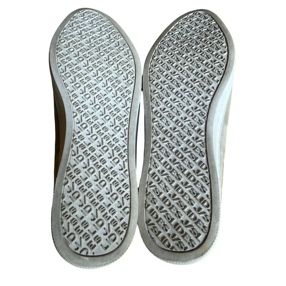 J/Slides Felecia Slip On Flats Sneakers Beige Neutral Leather Nubuck Shoes sz 7